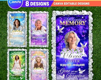 5x Memorial Grave Blanket Canva Template | Editable In Loving Memory Cemetery Blanket | Rest In Peace Design | Funeral Memorial Digital File