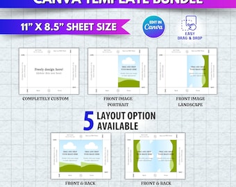 Printable Greeting Card Template US Letter Bundle | Canva Drag And Drop Editable A2, A6, A7 Print at Home Card Template