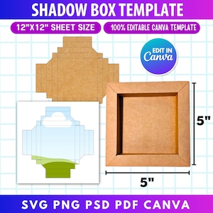 Shadow Box Template | 3D Light Box SVG | Paper Shadow Box Frame | Cricut & Silhouette Cut Files | DIY Layered Shadow Box Template
