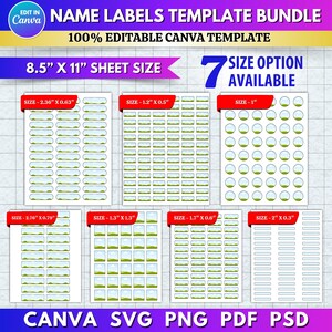 7x namnetiketter Canva redigerbara mallpaket | Anpassade etikettramsdesigner | Mall för namnetiketter för skolstart | Skolmaterial och brevpapper