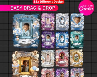 15x Baby Funeral Memorial Canva Design Bundle | In Loving Memory T-Shirt Editable Template | Heavens Stairway Funeral Celebration PNG