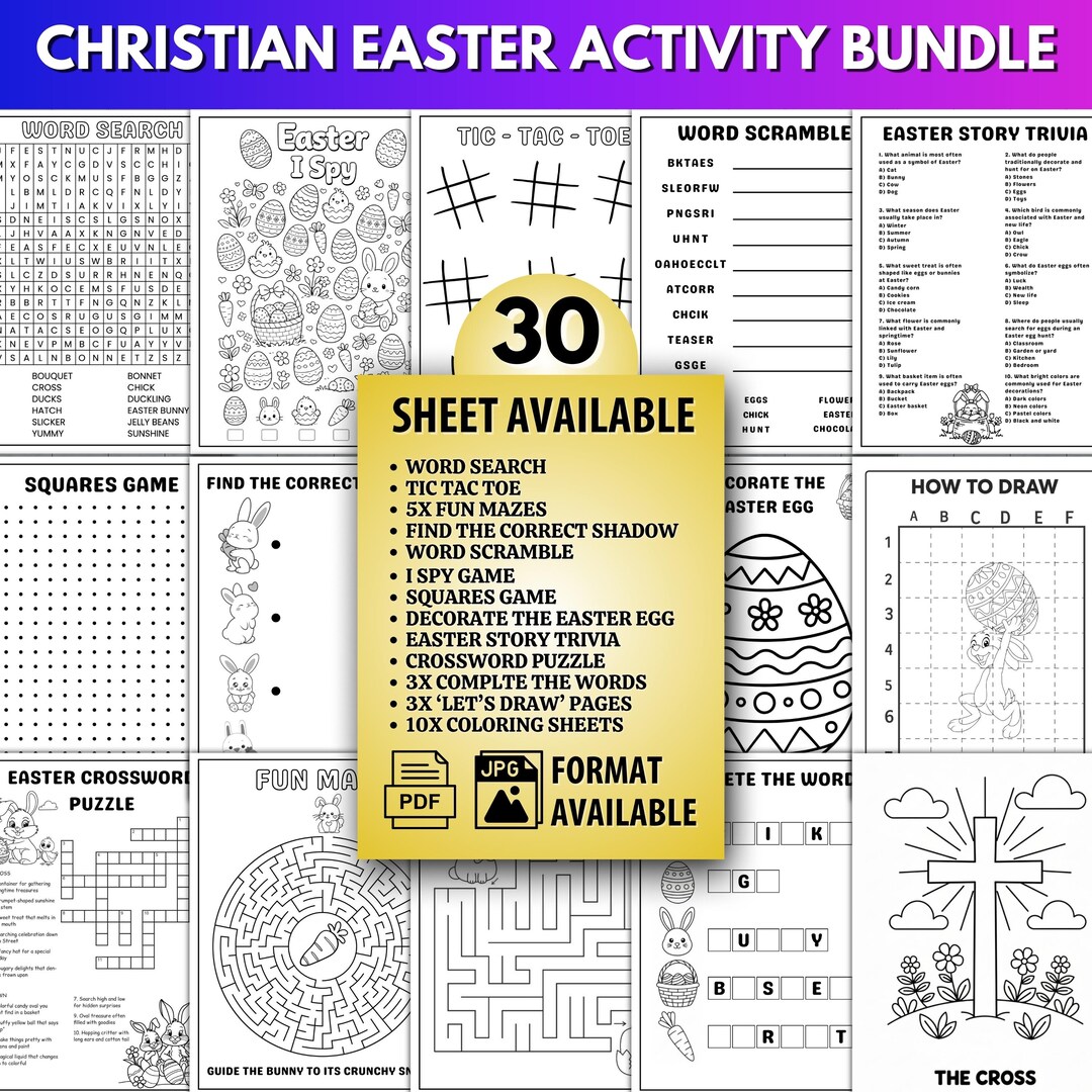30x Christian Easter Activity Bundle | Bible Story Coloring Pages ...