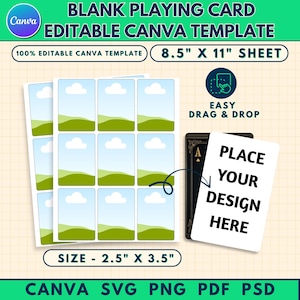 2.5&quot; x 3.5&quot; Blank Playing Card Template | Poker & Trading Card SVG | Canva Editable DIY Card | Sublimation Printable Card Design