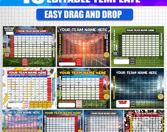 10x Football Squares Canva Editable Template | 100 Super Big Game Squares | Football Pool Fundraiser Template | Party Game