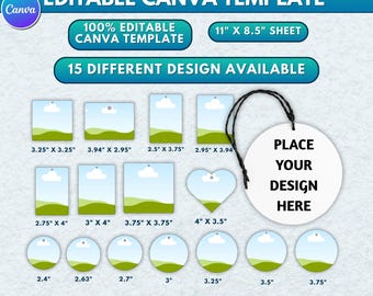 15x Car Air Freshener Template Bundle | Canva Editable Designs | 8.5"x11" Sheet | Car Freshener Sublimation SVG PNG | DIY Digital Download