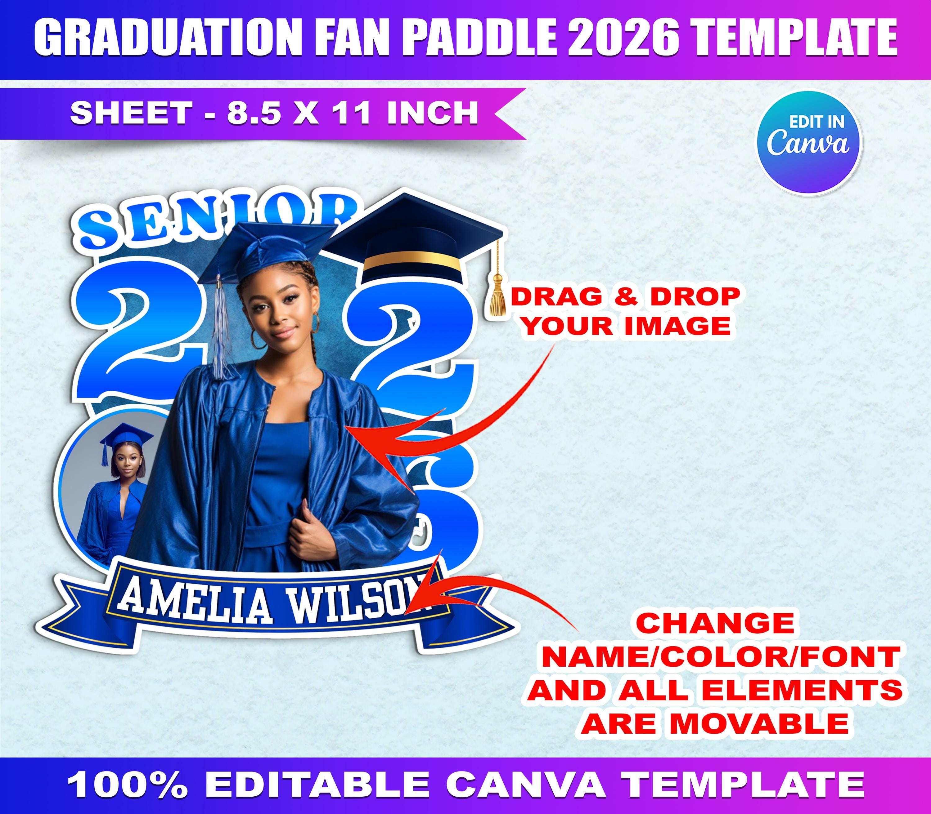 Graduation Fan Paddle 2026 Template, Senior Class of 2026 Grad Photo ...