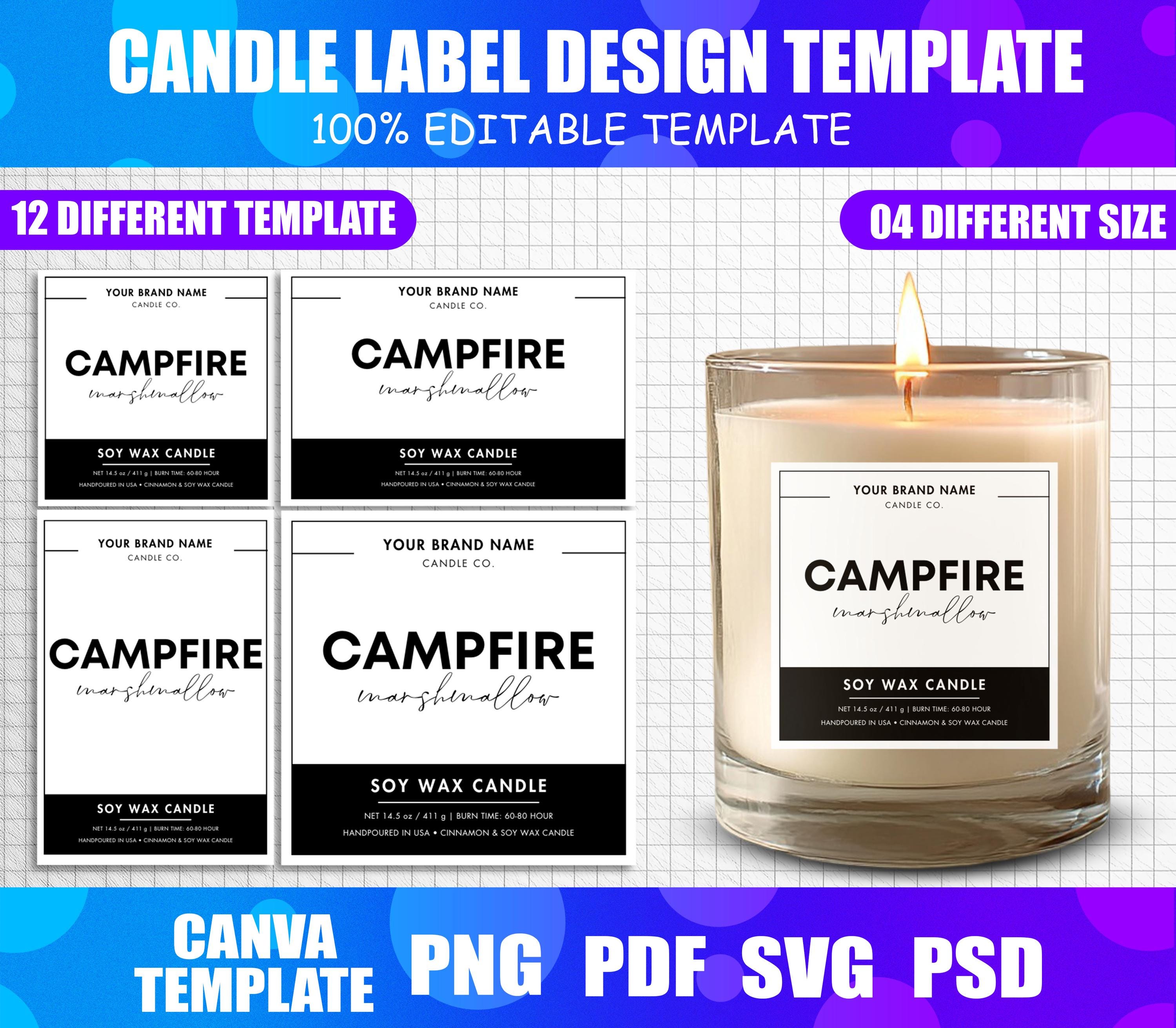 12x Editable Candle Label Bundle | Modern Candle Label Designs | Custom ...