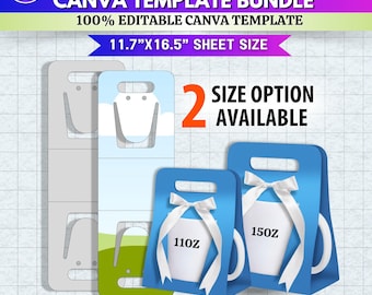 11oz & 15oz Mug Holder Template | Mug Box SVG | Mug Box Mold | Gift Mug Packaging Template | Editable Canva Design | Printable Digital