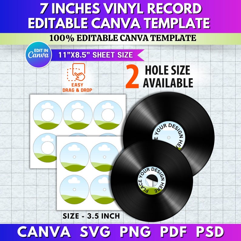 7 Inch Vinyl Record Template | Editable Record Label Canva Template ...