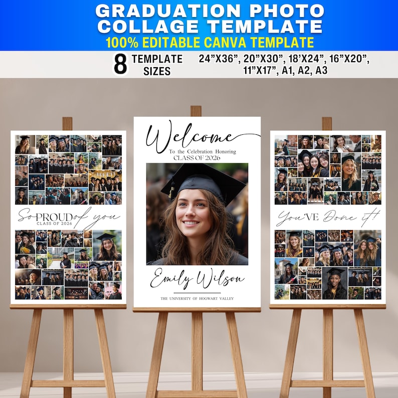 Graduation Welcome Sign Set | Senior Photo Collage Poster | Class of ...