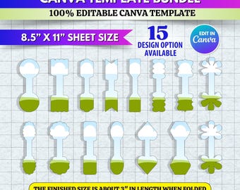 15x Canva Magnetic Bookmark Template | Make Your Own Bookmark Sublimation PNG | Editable Drag and Drop Template Bundle