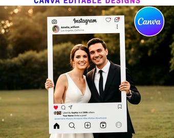 Instagram Frame Canva Template | Photo Booth Prop Selfie Frame 24inch X 36inch, 27.5inch X 39.3inch | Wedding Instaframe Digital Download