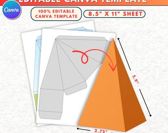 Pyramid Box Vorlage | Geschenk Box SVG | Geburtstag Geschenkbox | Süßigkeiten-Leckerli-Box | Party Favor Pyramide Box, Printable DIY, Canva Editable Digital