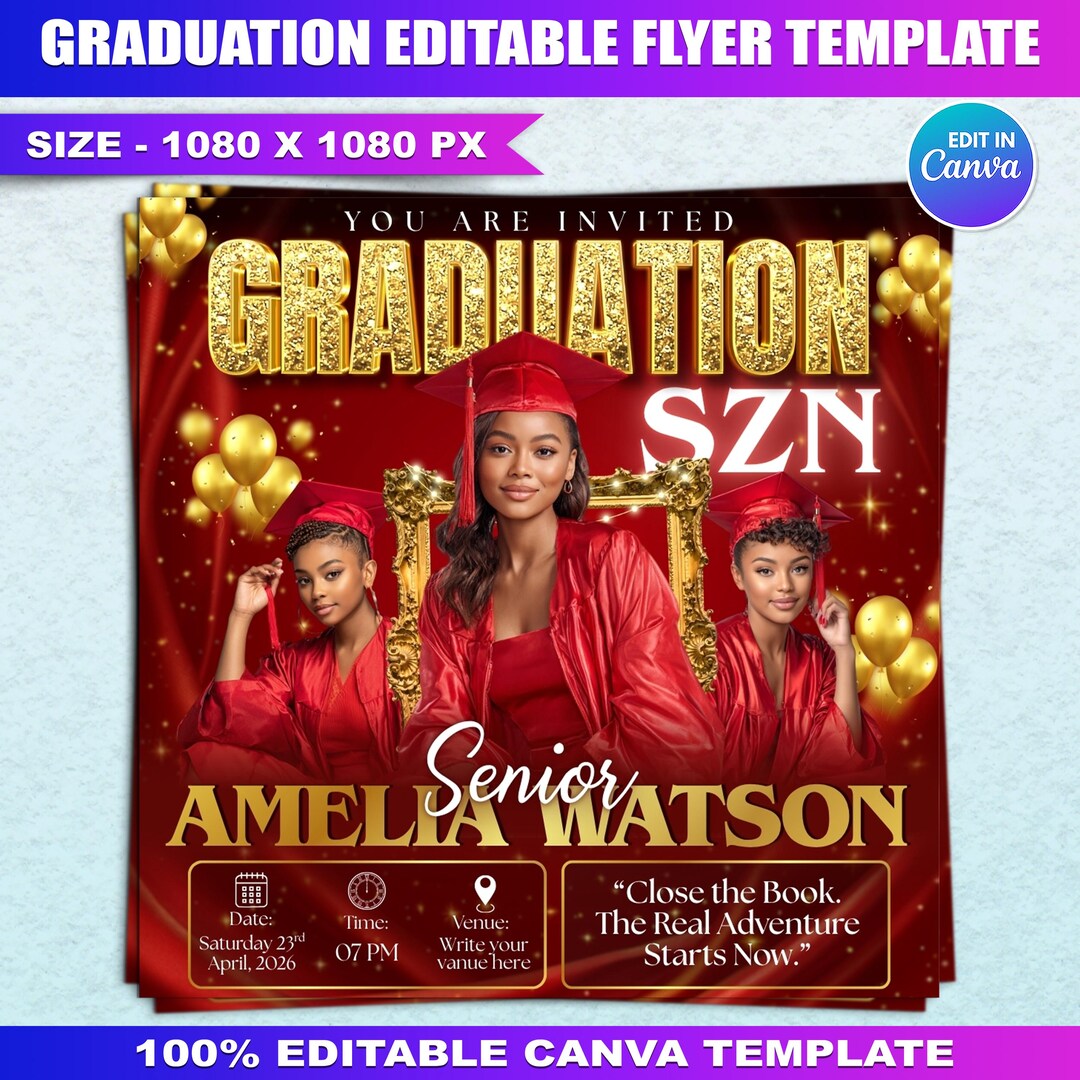 Grad Week Flyer Graduation Editable Flyer Template | Grad Party Flyer | Canva Grad ...