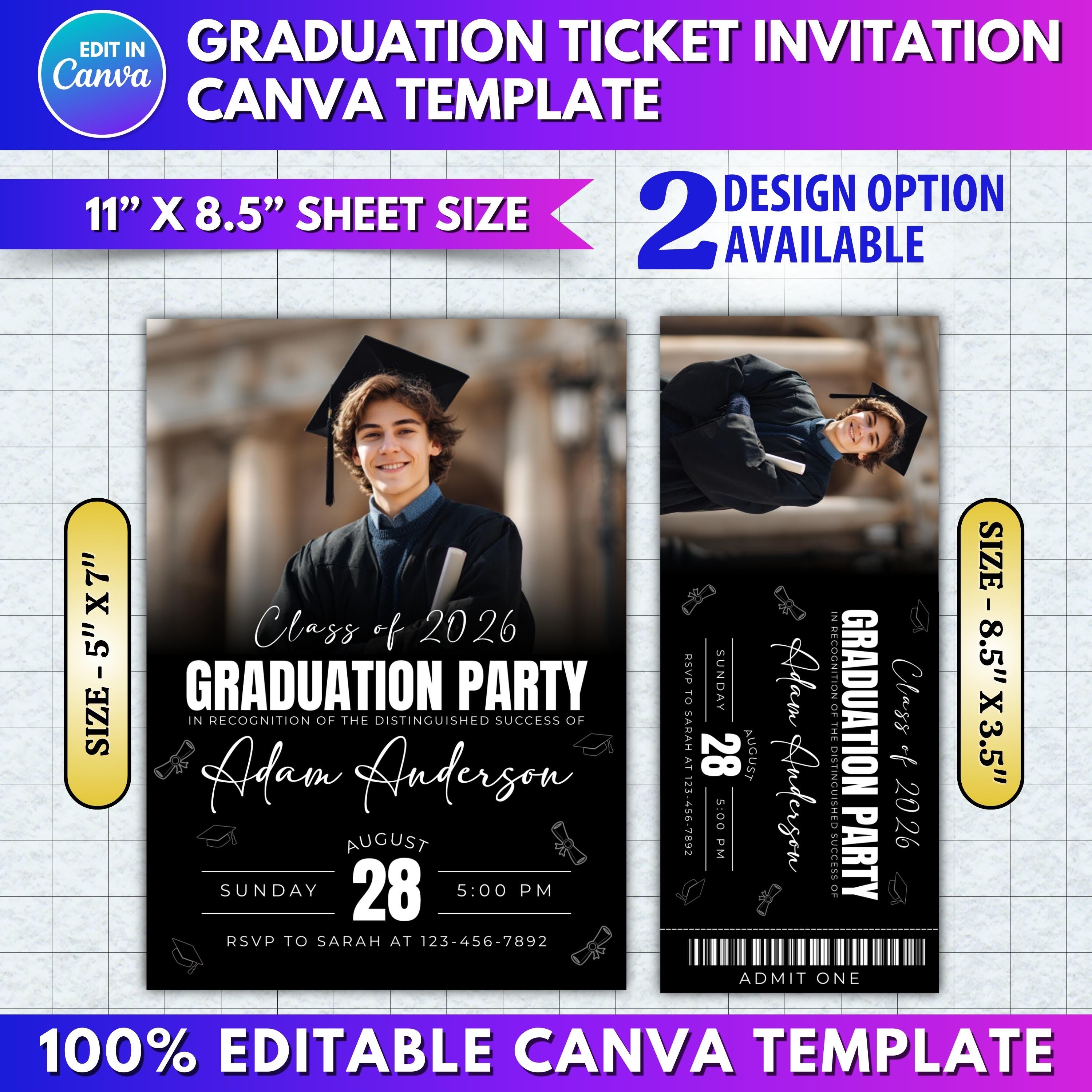 Graduation Ticket Request 2x Graduation Ticket Invitation Bundle | Class of 2026