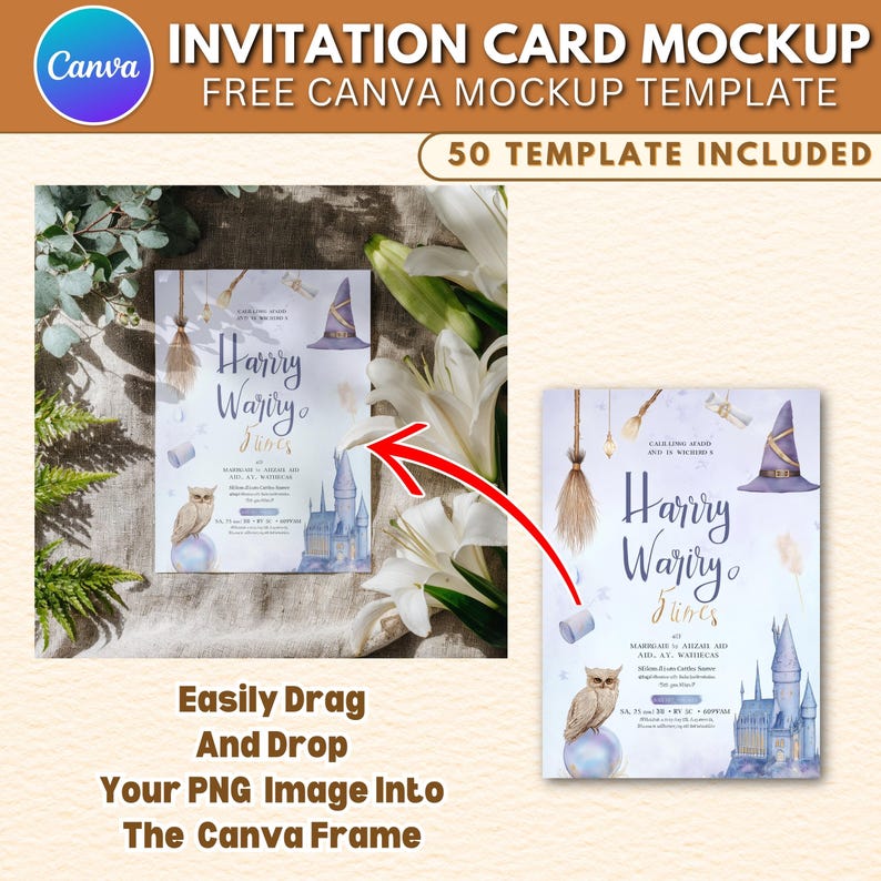 50x Invitation Canva Mockup Bundle | 5x7 Editable Card Display | Boho Wedding, Thank You, Greeting & Birthday Card Mockups image 3