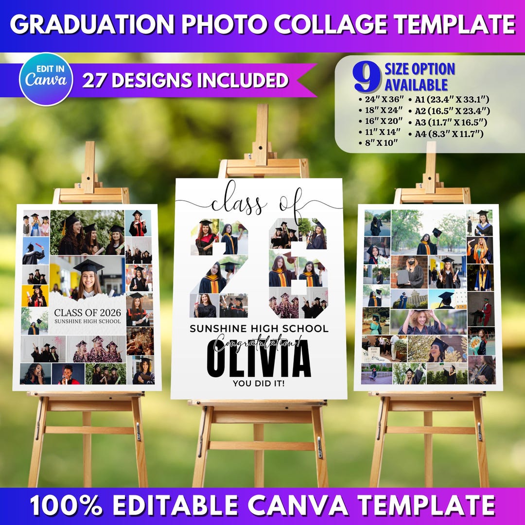 Graduation Photo Collage Set | Class of 2026 Template | Grad Party ...