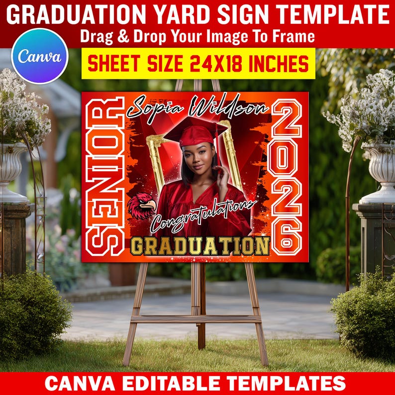 15x Graduation Yard Sign Canva Template Bundle, Editable Senior Yard ...
