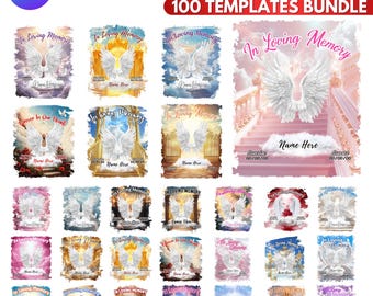 100x In Loving Memory Design modificabile per maglietta Canva, Design commemorativi Canva, Sfondo per funerali, Scala del Paradiso, Funerale e Celebrazione