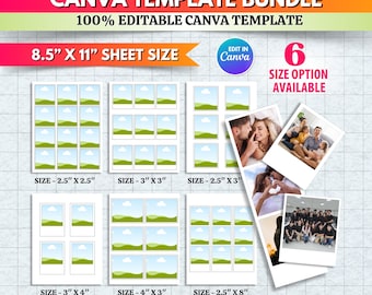 Photo Magnet Editable Canva Template Bundle | Picture Collage Drag & Drop Design | Family Memory Storyboard Birthday Gift Idea