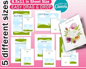 Printable Greeting Card Template Bundle | Drag & Drop Canva Editable | US Letter, A4 Foldable Card Design for Mother's Day, Father's Day