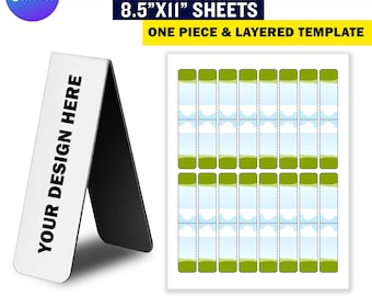 Magnetic Bookmark Sublimation Template | Magnet Bookmark SVG Cut File | DIY Bookmark Template Printable & Canva Editable