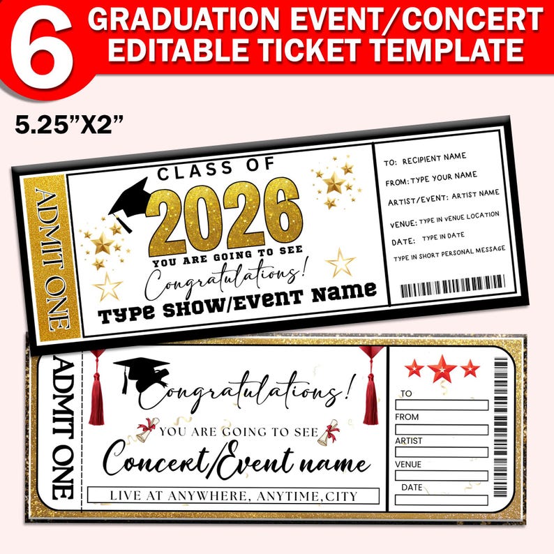 Professional Grad Tickets 06x Graduation Surprise Ticket Bundle |