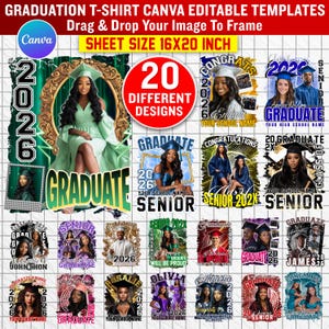 20x Senior 2026 T-Shirt Mega Bundle | Elite Graduation Apparel Suite | Congrats Mom Collections | Editable Canva Photo & Typography Designs