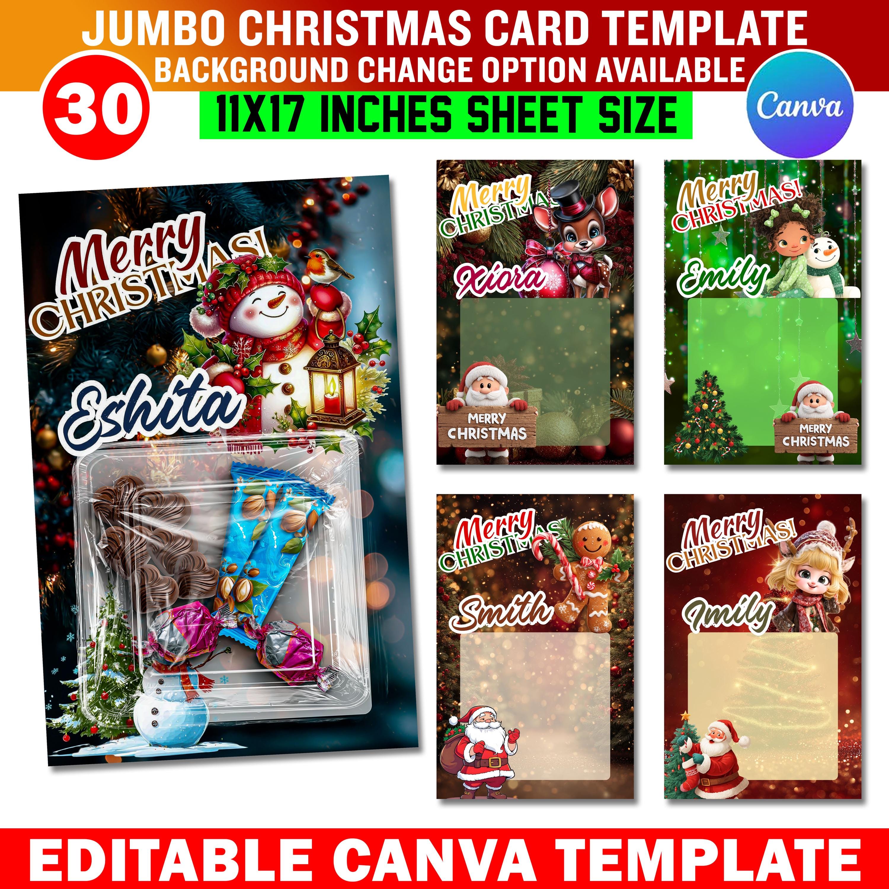 30x Jumbo Christmas Card Template Bundle | Editable Christmas Card ...