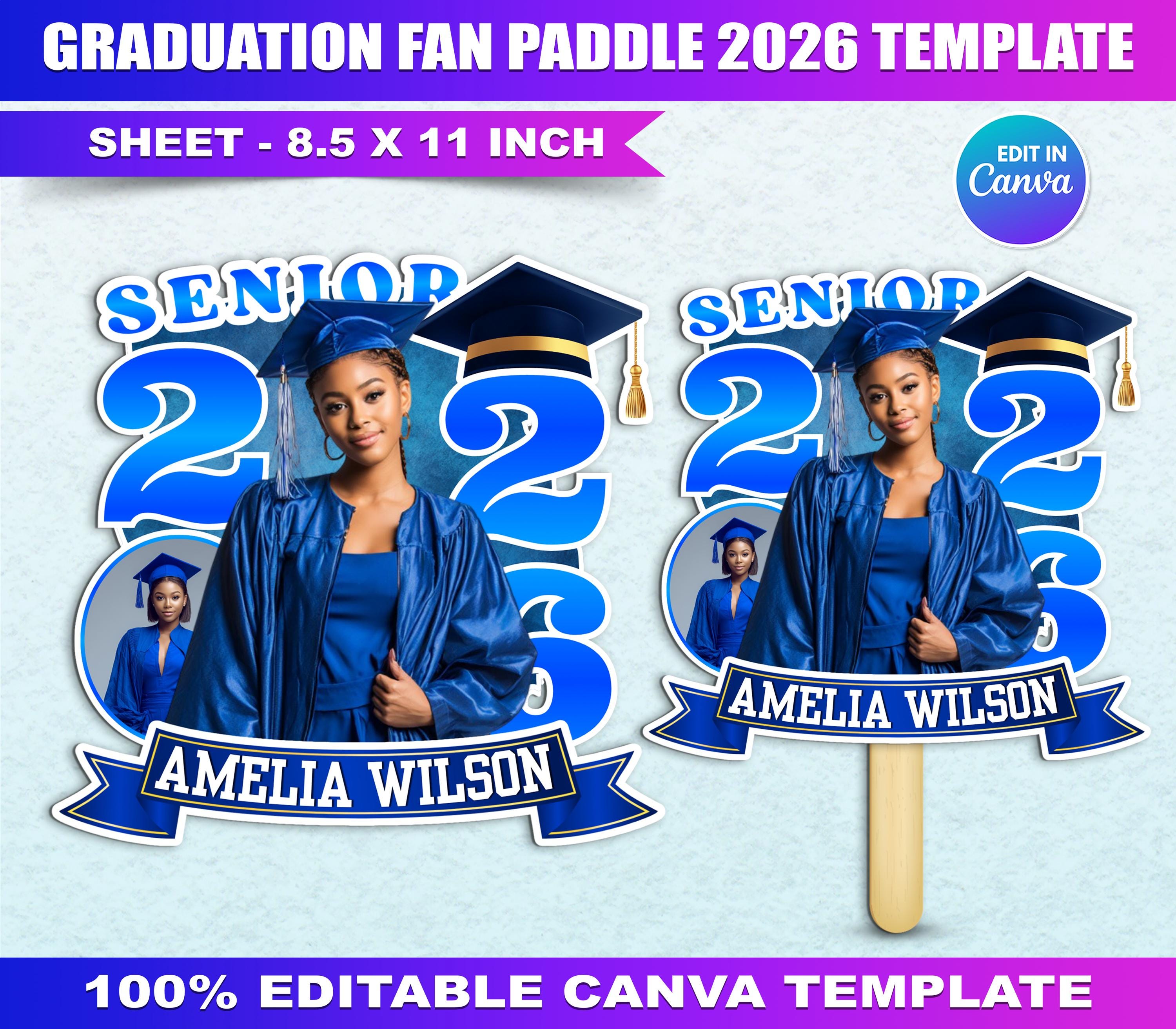 Graduation Fan Paddle 2026 Template, Senior Class of 2026 Grad Photo ...