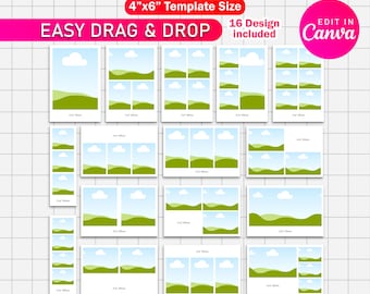4x6 Photobooth Template Bundle | 16 PSD Photo Strip & Collage Overlays | Custom Photoshop Templates for Wedding And Birthday Photo Booths