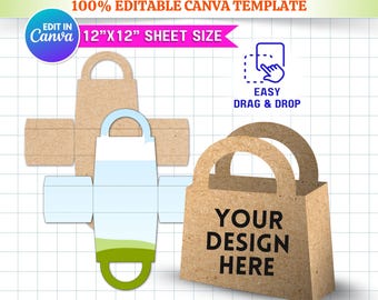 Gift Bag Template | Paper Bag SVG PNG | DIY Favor & Gift Box Template | Birthday Party Bag | Printable Cut Files | Canva Editable Digital