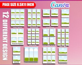 12x Polaroid-fotomallpaket | Redigerbar Canva Instax-ram | Utskrivbara bildlayouter | Anpassningsbara fotoramar