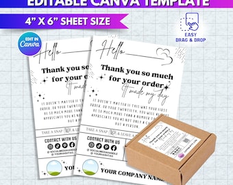 Canva Editable Thermal Label Template | Thank You For Your Order Labels | Thermal Label Designs 4x6inch | Digital File Download