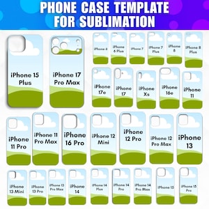 Redigerbart mobilskal Canva-mallpaket | Sublimeringsmall för iPhone | Smartphone-mall för 15 Pro Max