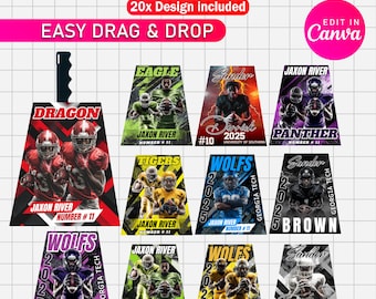20x Cowbell Canva Editable Templates | Custom Football Cowbell Designs | Game Day Spirit Canva Template | Drag & Drop Digital Download
