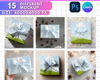 15x Gift Box Mockup Bundle | Custom Gift Box Packaging | Canva & PSD Mockup Set | Box Mock Up for Etsy Listing Images | Digital Download