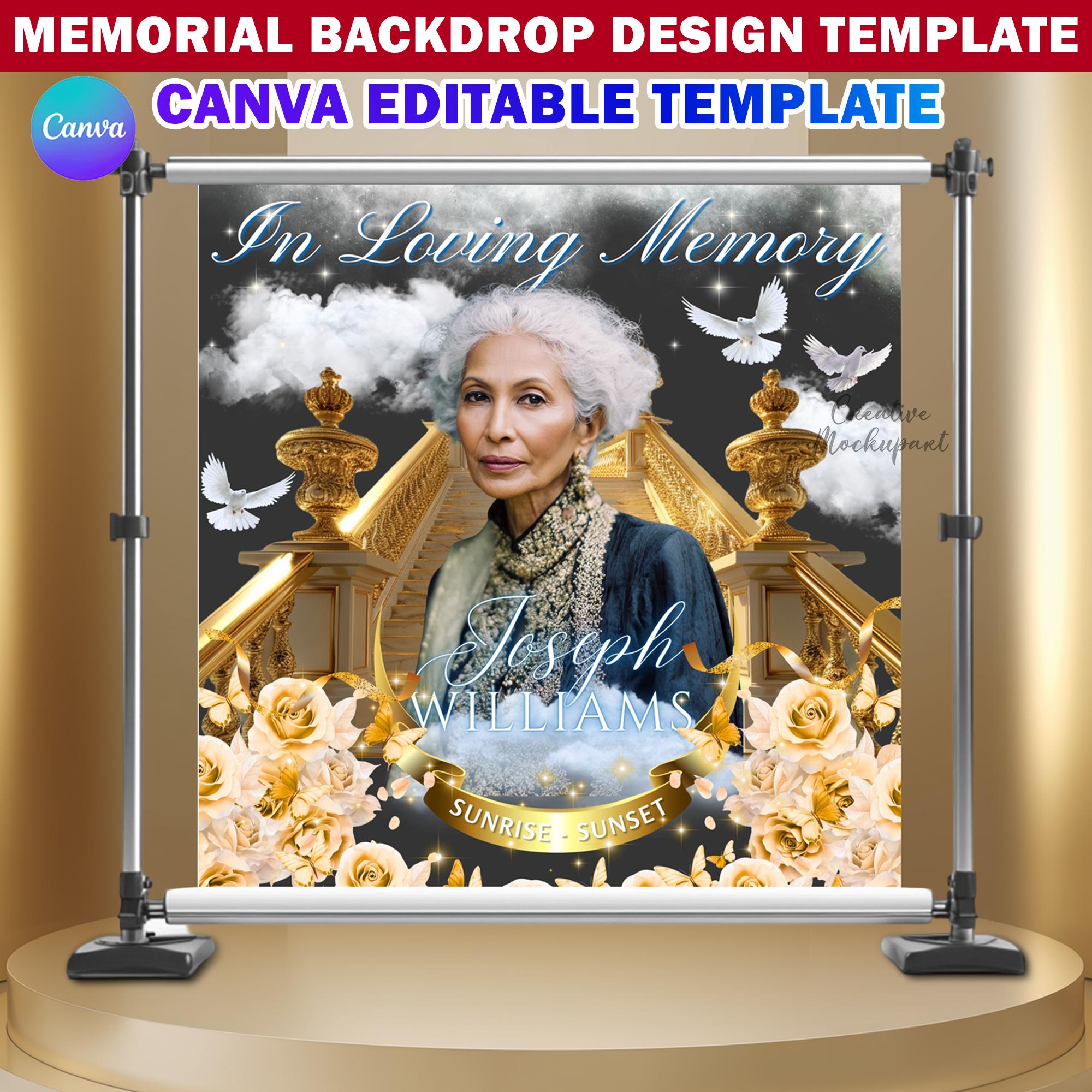 15x Memorial Backdrop Canva Template Design, in Loving Memory Diseplay ...