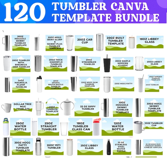 120X Canva Tumbler Template Bundle | Editable 30oz & 40oz Tumbler Wraps | Libbey Glass Tumbler Designs for Sublimation And Print