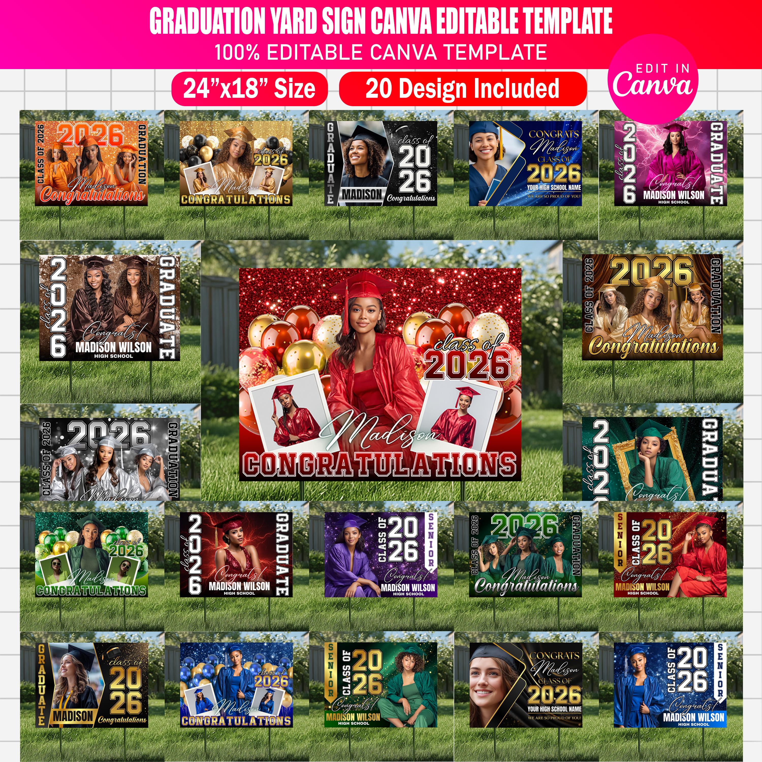 Graduation Layout Signage 20x Senior Graduation Yard Sign Mega Bundle | Elite Milestone ...