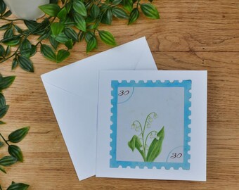 Personalized May Birth Flower Birthday Card, Custom floral card, May Birthday gift for her
