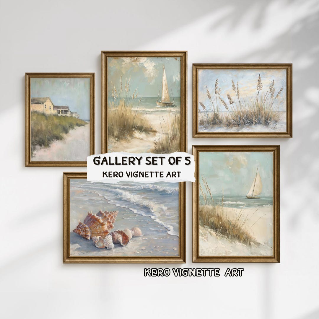 Coastal Gallery Wall Art Set of 5, Beach House Decor (digital Download ...