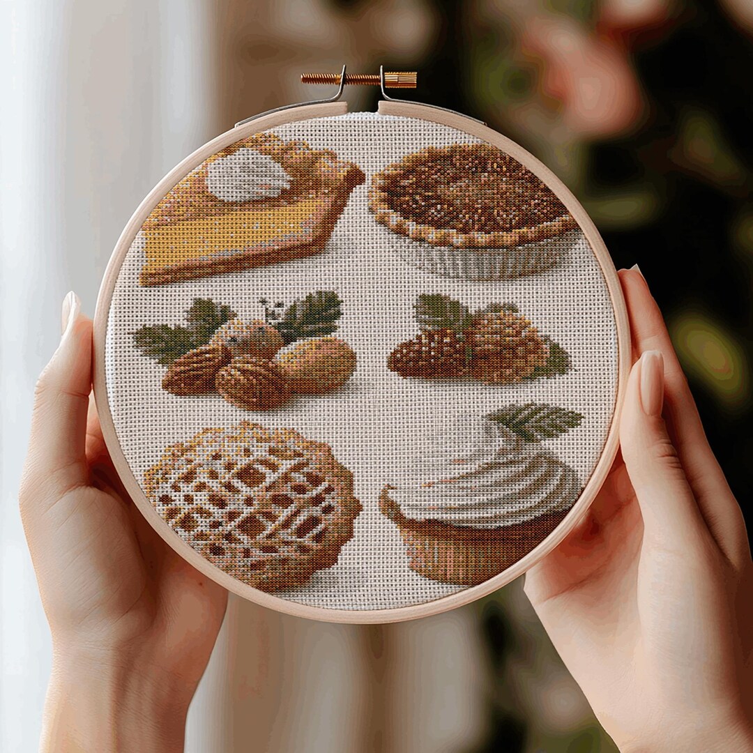 Gourmet Pastry Cross Stitch Pattern, Berry Tart Cupcake Needlepoint ...