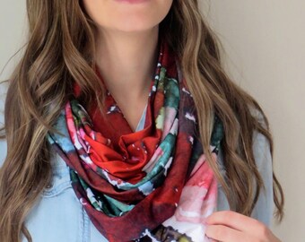 Foxglove- Art scarf infinity jersey material