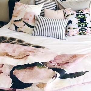 Peony DUVET cover watercolor- COTTON Sateen Duvet Cover - Blush pink girls room - twin, full, queen, king