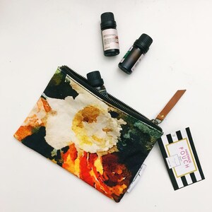 Pouch 5x7” NEVAEH painting handmade with striped lining