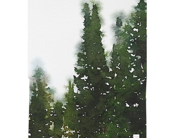 Pine painting- Baby Swaddle Blanket - soft jersey watercolor pine trees green forest nature nursery baby boy