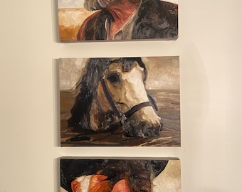 Time in a bottle • Horse Original Oil Painting • Art (12”x16"x 2”)