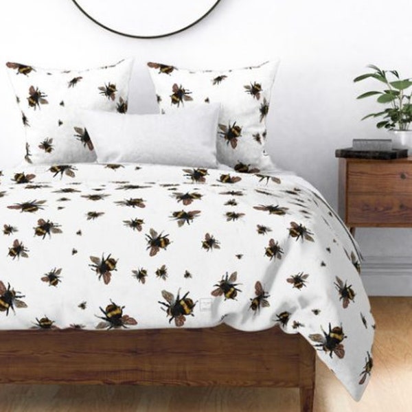 Kleine BIENEN Bettbezug Aquarell - BAUMWOLL-Satin Bettbezug - Biene Honigbienen Honigbiene Malerei Mädchenzimmer - Zwilling, Königin, König
