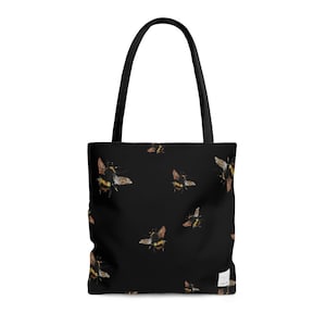 BLACK LITTLE BEES- Lined Tote Bag